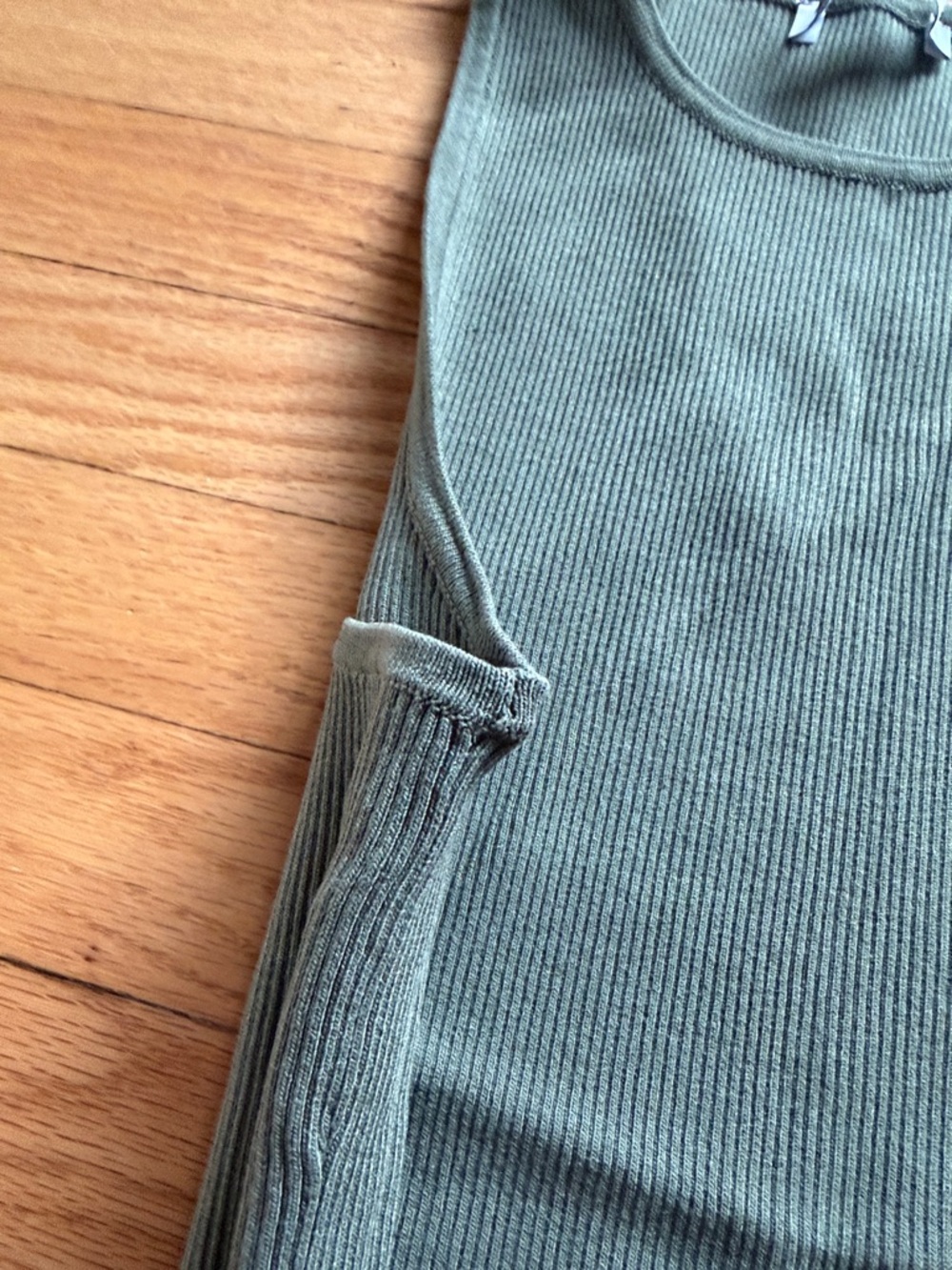 Zara Olive Ribbed Tank Top - Picture 4 of 5